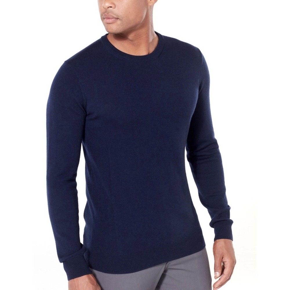 Icebreaker Mens Wool Sweater Navy Crew Neck Sz M EUC Warm‎ Thermal Winter Layers